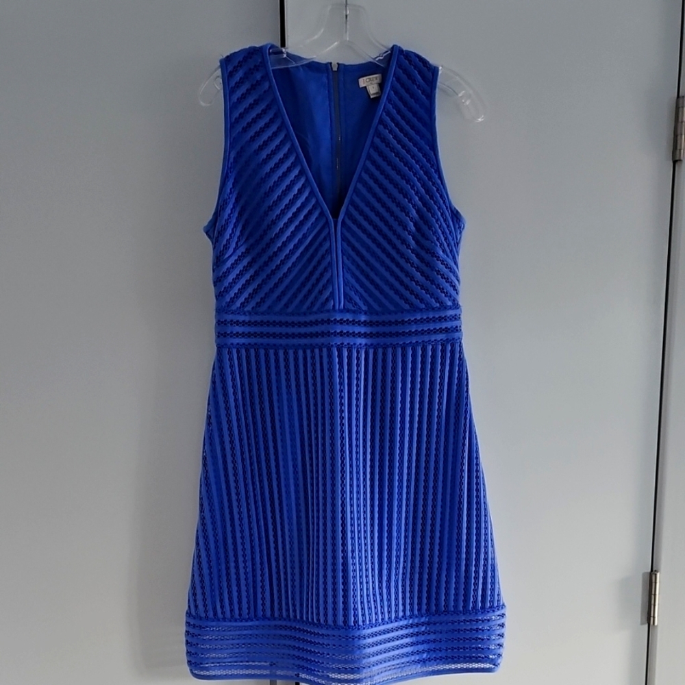 J. Crew Blue Sheath Mini Dress V-Neck Sleeveless